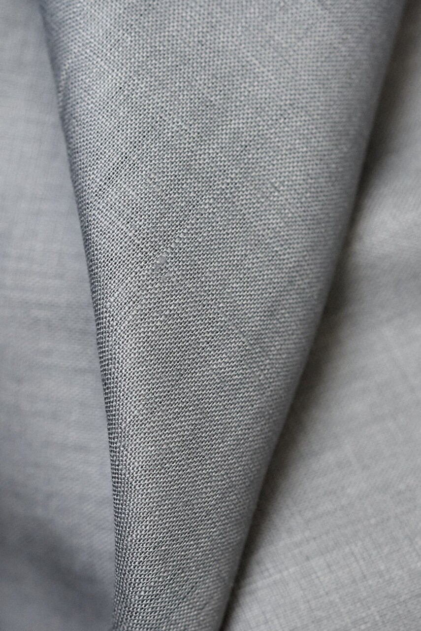 1 Yard Softened Grey Pure Linen Fabric Midweight 5.5 oz 54 Inches Wide